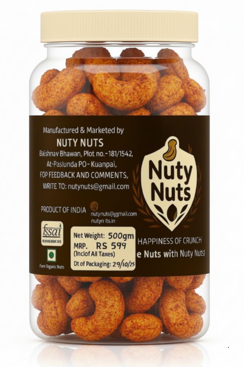 Nuty Nuts | Masala Cashews 250g | Masala Kaju | Moody Spicy Cashew